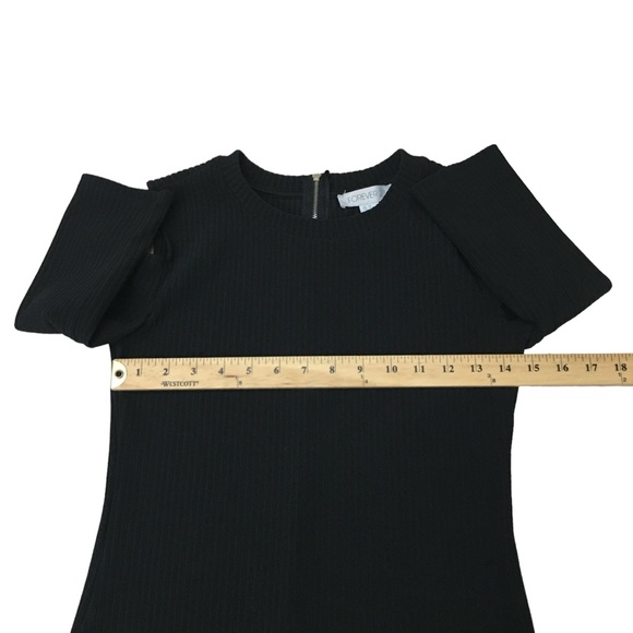 Forever 21 Cold Shoulder Black Ribbed Stretch Bodycon Dress - Women’s Medium - Picture 3 of 12